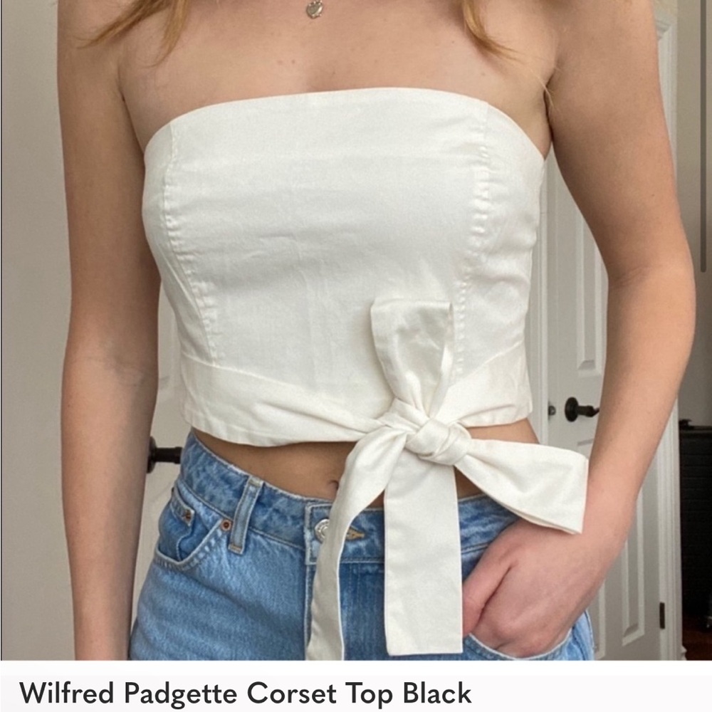 Wilfred Black Bustier Crop Top with Tie Front